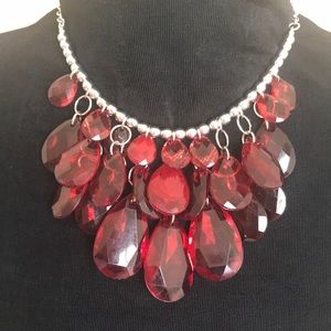 Orion red & silver earrings & necklace set.